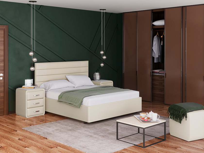 Кровать Verona 80x190 Ткань: Рогожка Тетра Бежевый - Кровать в лаконичном дизайне в обивке из мебельной ткани или экокожи.
