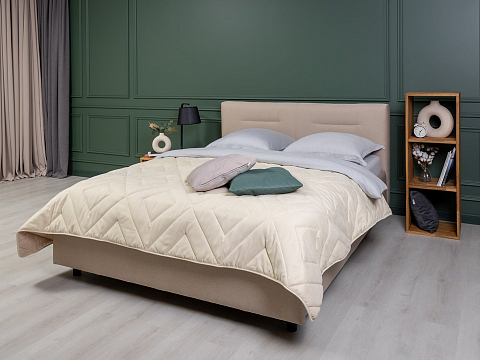 Серая кровать Nuvola-8 NEW - Кровать в лаконичном стиле с горизонтальной отстрочкой  в изголовье