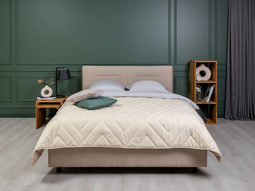 Кровать Nuvola-8 NEW 180x200 Ткань: Рогожка Тетра Голубой - Кровать в лаконичном стиле с горизонтальной отстрочкой  в изголовье