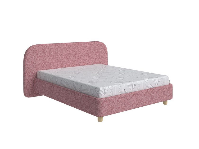 Кровать Sten Bro 80x190 Ткань/Массив (береза) Levis 62 Розовый/Масло-воск Natura - Симметричная мягкая кровать.