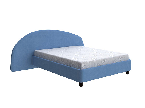 Синяя кровать Sten Bro Left - Мягкая кровать с округлым изголовьем на левую сторону