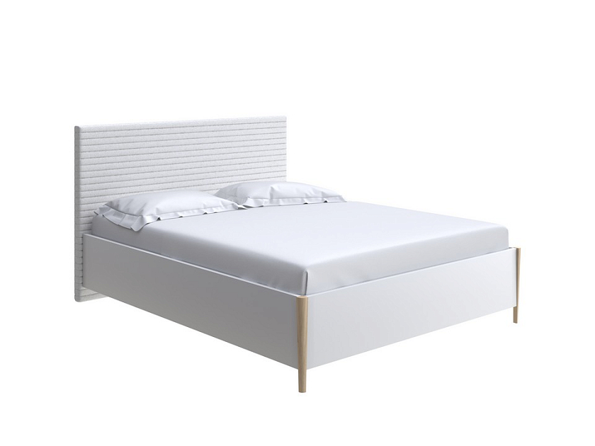 Кровать Rona 90x190  Белый/Тетра Имбирь - Классическая кровать с геометрической стежкой изголовья