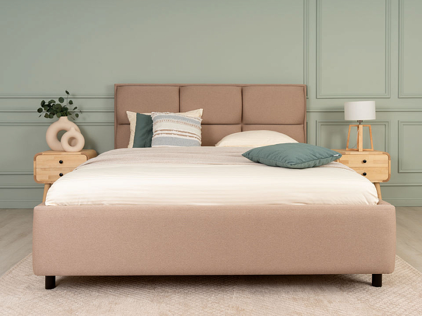 Кровать Malina 160x200 Ткань: Флок Бентлей Нежно-лиловый - Изящная кровать без встроенного основания из массива сосны с мягкими элементами.