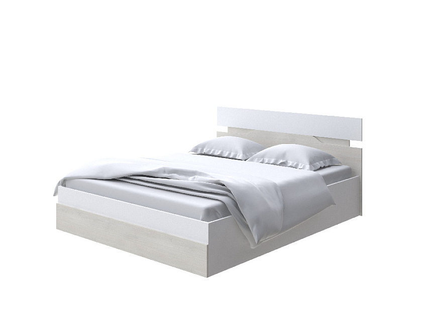 Кровать Milton с подъемным механизмом 160x200 ЛДСП Белый/Дуб Шамони светлый - Современная кровать с подъемным механизмом.