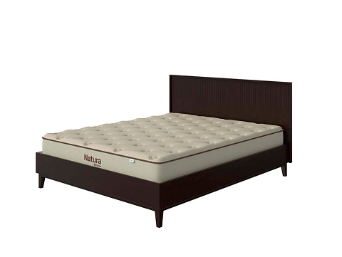 Черная кровать Tempo - Кровать из массива с вертикальной фрезеровкой и декоративным обрамлением изголовья