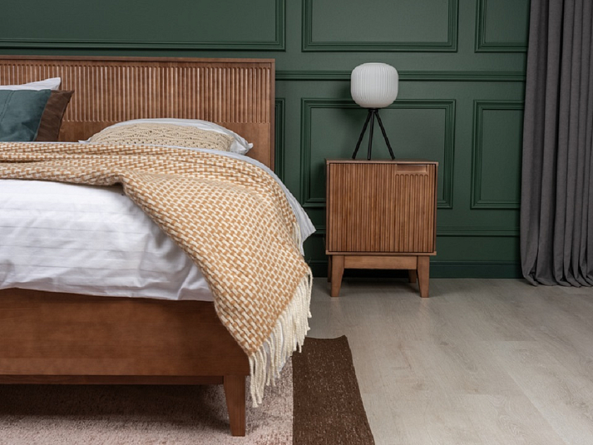Кровать Tempo 80x190 Массив (сосна) Масло-воск Антик - Кровать из массива с вертикальной фрезеровкой и декоративным обрамлением изголовья