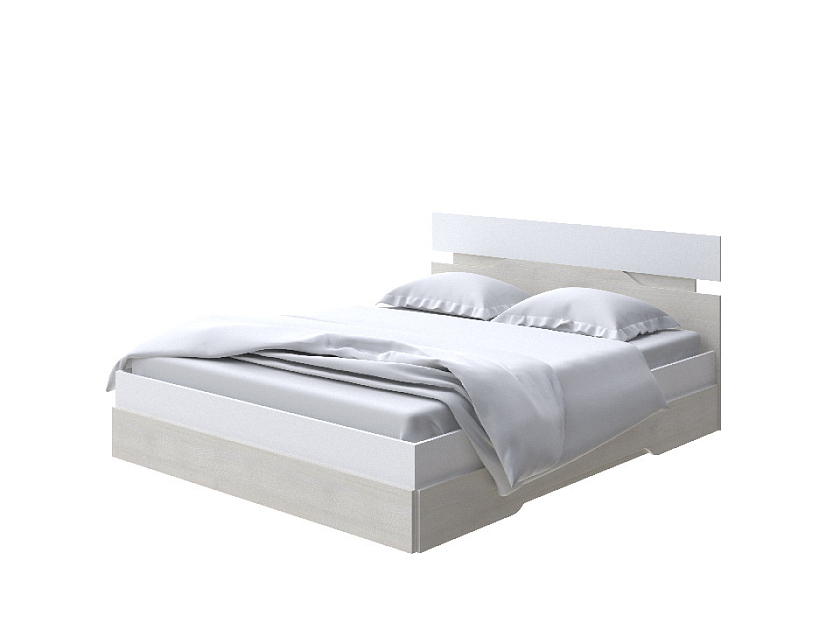 Кровать Milton 90x190 ЛДСП Белый/Дуб Шамони светлый - Современная кровать с оригинальным изголовьем.