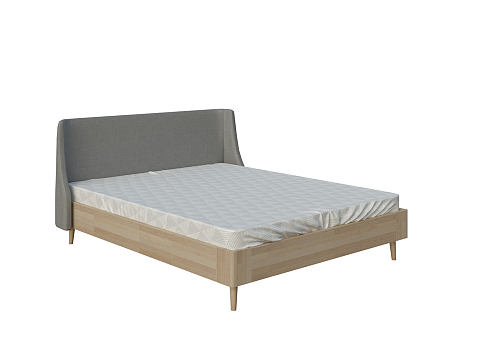 Белая кровать Lagom Side Wood - Оригинальная кровать без встроенного основания из массива сосны с мягкими элементами.