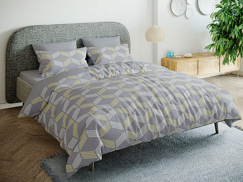 Комплект Lagom 9014 200x214 Ткань: Сатин Евро - Комплект постельного белья с геометрическим принтом.