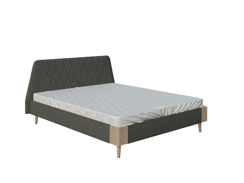 Кровать Lagom Hill Soft 160x200 Ткань/Массив (береза) Beatto Пастила/Масло-воск Natura - Оригинальная кровать в обивке из мебельной ткани.