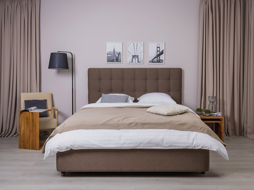 Кровать Leon 90x190 Ткань: Велюр Ultra Черный\Амаретто - Современная кровать, украшенная декоративным кантом.