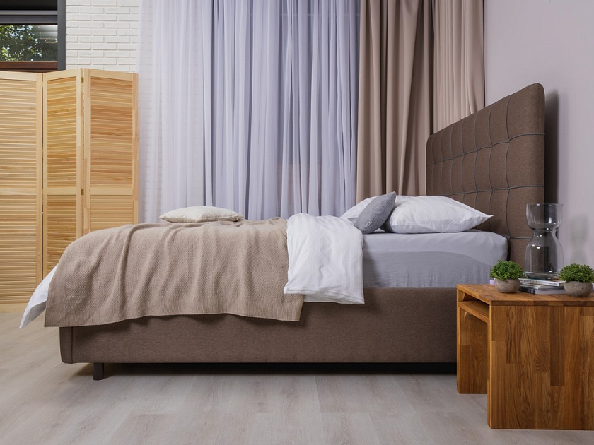 Кровать Leon 140x200 Экокожа/Ткань Тетра Мраморный/Серый - Современная кровать, украшенная декоративным кантом.
