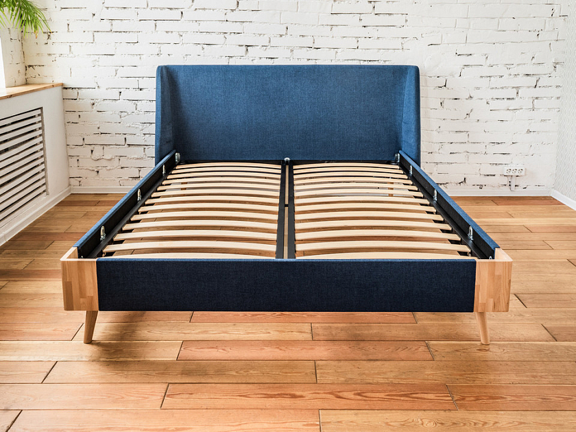 Кровать Lagom Side Soft 80x190 Ткань/Массив (береза) Levis 25 Светло-коричневый/Масло-воск Natura (Береза) - Оригинальная кровать в обивке из мебельной ткани.