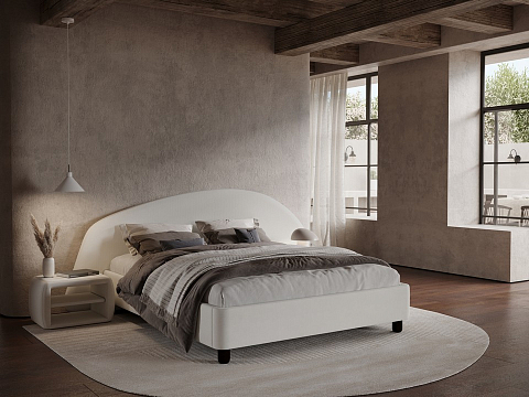 Серая кровать Sten Bro Right - Мягкая кровать с округлым изголовьем на правую сторону