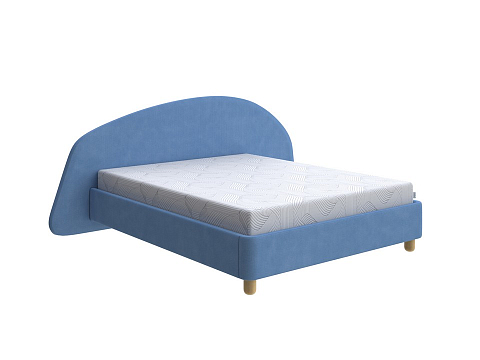 Синяя кровать Sten Bro Right - Мягкая кровать с округлым изголовьем на правую сторону