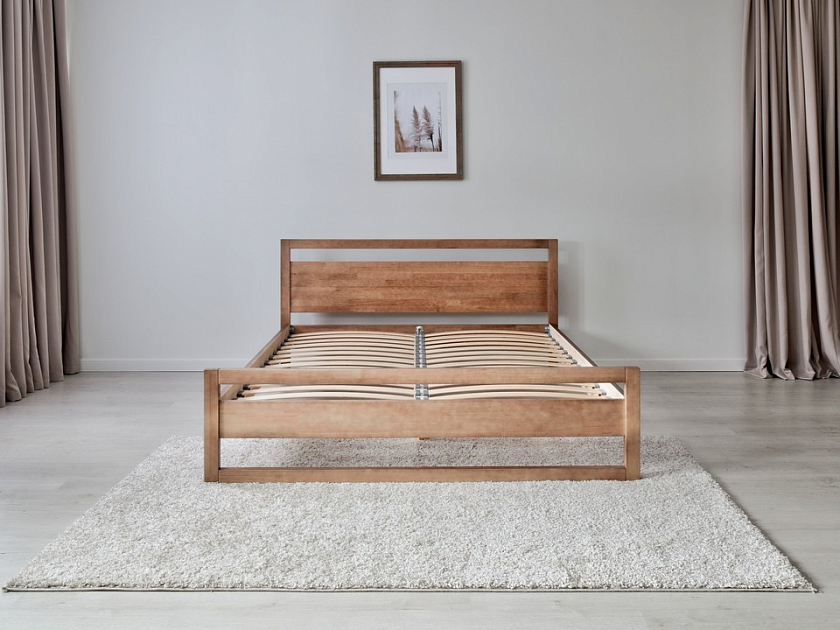 Кровать Kvebek 90x200 Массив (сосна) Антик - Элегантная кровать из массива дерева с основанием