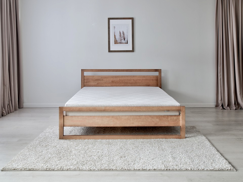 Кровать Kvebek 90x200 Массив (сосна) Антик - Элегантная кровать из массива дерева с основанием