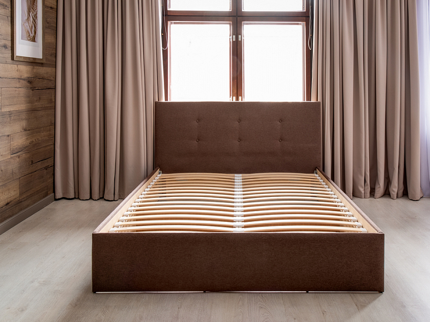 Кровать Forsa 180x200 Ткань: Велюр Casa Лунный - Универсальная кровать с мягким изголовьем, выполненным из рогожки.