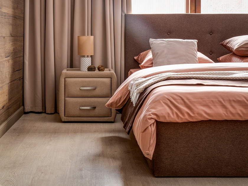 Кровать Forsa 160x200 Ткань: Велюр Casa Благородный серый - Универсальная кровать с мягким изголовьем, выполненным из рогожки.