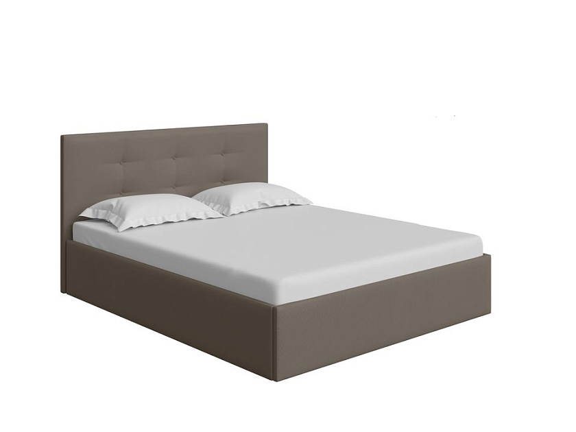 Кровать Forsa 140x200 Ткань: Велюр Ultra Сливовый - Универсальная кровать с мягким изголовьем, выполненным из рогожки.