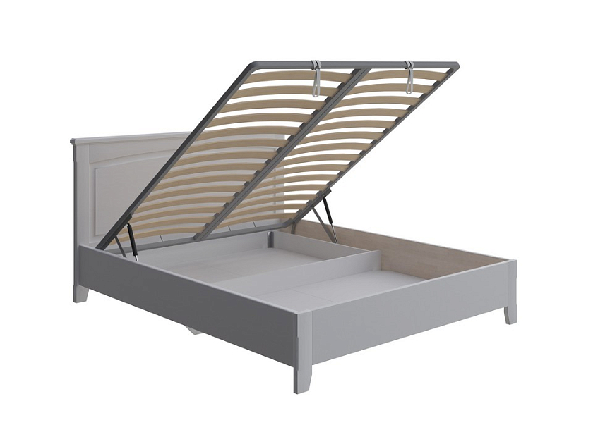 Кровать Marselle с подъемным механизмом 200x200 Массив (сосна) Белая эмаль - Кровать из массива с ящиком для хранения