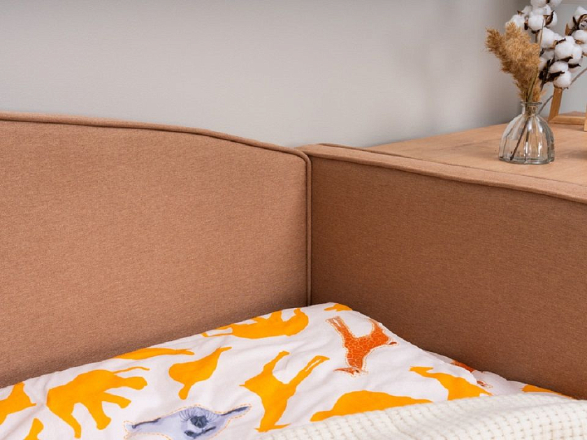 Кровать Hippo-Софа с дополнительным спальным местом 80x200 Ткань: Рогожка Тетра Имбирь - Удобная детская кровать с двумя спальными местами в мягкой обивке