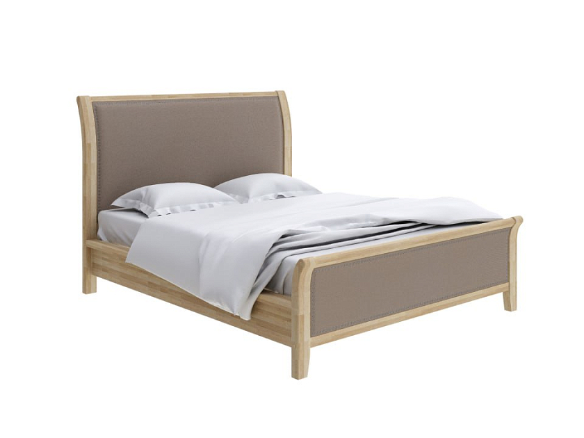 Кровать Dublin 160x220 Ткань/Массив Тетра Ореховый/Лак матовый - Уютная кровать со встроенным основанием из массива сосны с мягкими элементами.