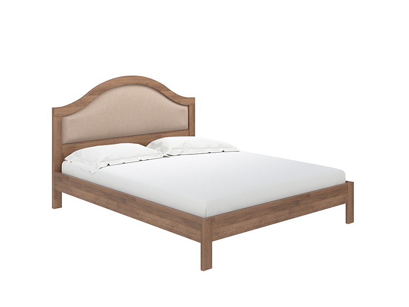 Кровать Ontario 160x200 ЛДСП+ткань Тетра Мраморный/Венге (сосна) - Уютная кровать из массива с мягким изголовьем