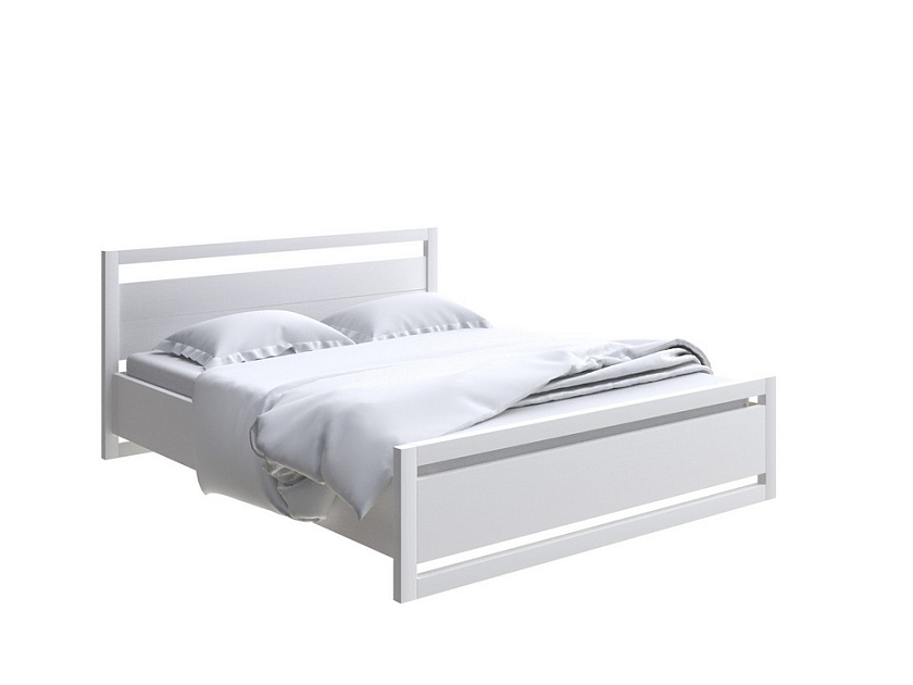 Кровать Kvebek с подъемным механизмом 200x200 Массив (сосна) Белая эмаль - Удобная кровать с местом для хранения