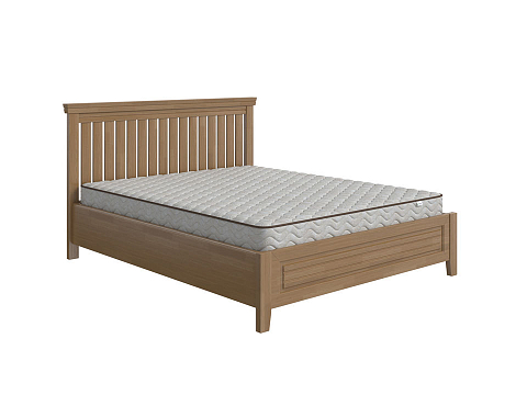 Бежевая кровать Olivia - Кровать из массива с контрастной декоративной планкой.