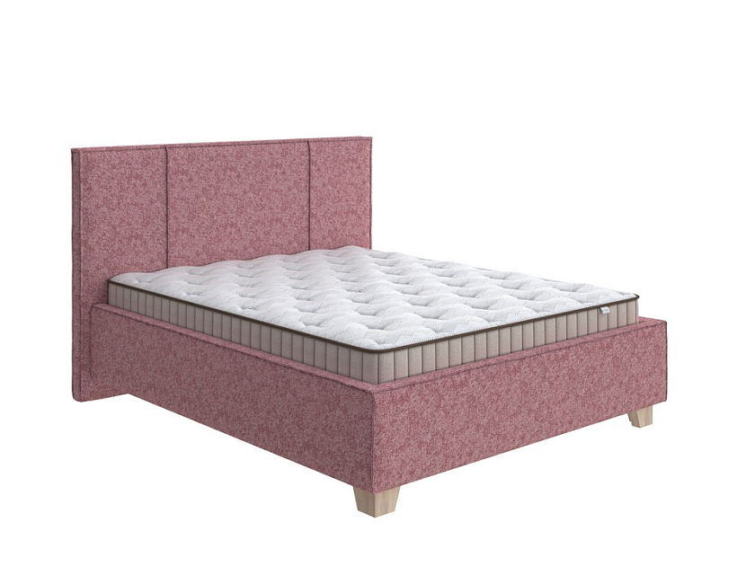 Кровать Hygge Line 180x200 Ткань: Рогожка Levis 62 Розовый - Мягкая кровать с ножками из массива березы и объемным изголовьем