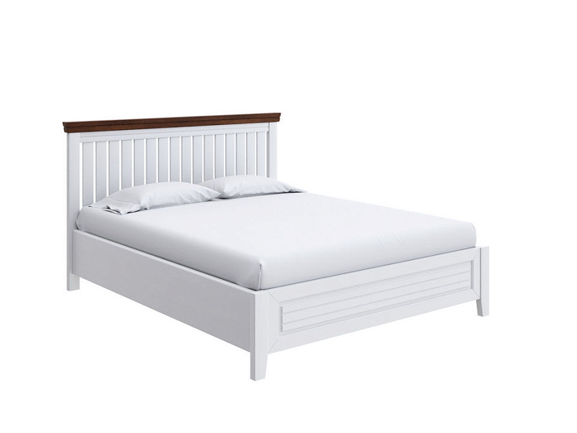 Кровать Olivia с подъемным механизмом 140x190 Массив (сосна) Белая эмаль + Орех - Кровать с подъёмным механизмом из массива с контрастной декоративной планкой.